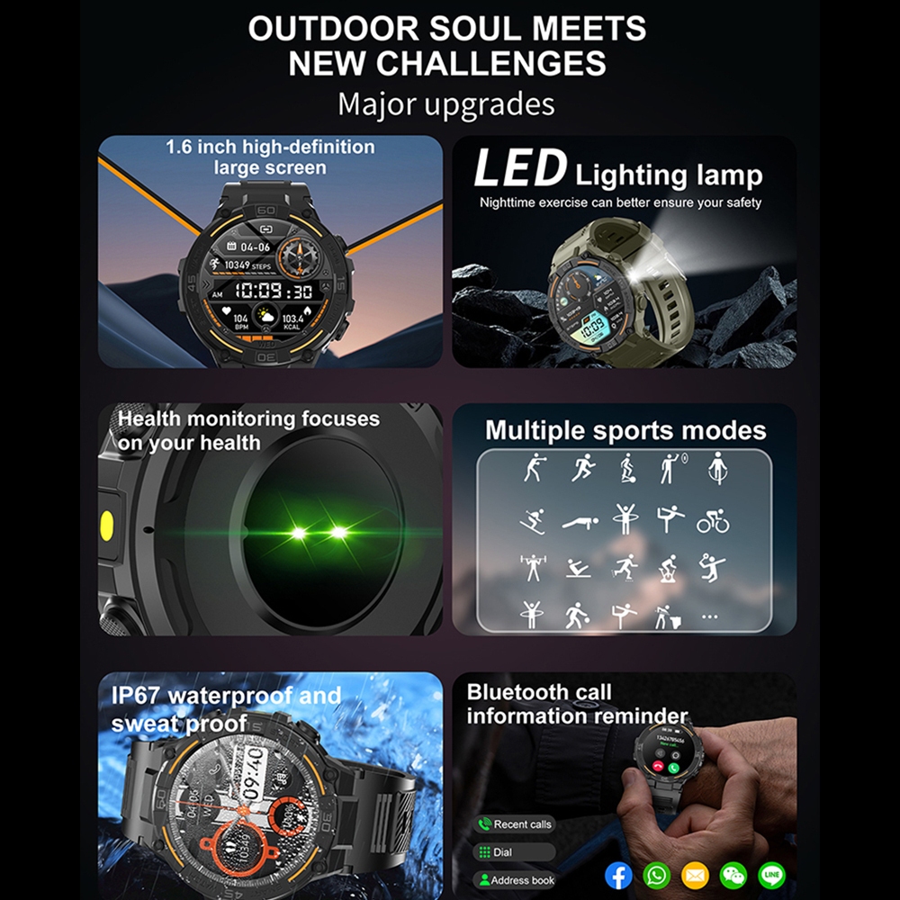 Outdoor Military Rugged Smartw - Smartwatch Face 评论和价格