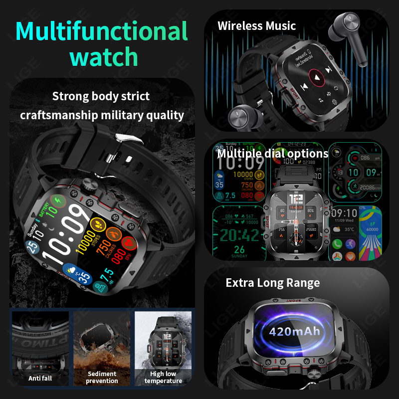 LIGE Outdoor Smart Watch Men 2 - Smartwatch Face 评论和价格